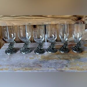 Set of 6 Vintage Aderia Ishizuka Champagne & Wine Glasses with Cherub Angel Stem